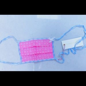 LOVESHACKFANCY💗EMBROIDERED PREPPY PINK/BLUE/WHITE BOW PROTECTIVE FACE MASK TIE